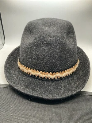 Collegian - Llama Felt 100% Wool - Fedora Style Hat - Charcoal - Size 8 Large - Image 1 of 4