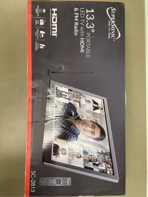 Supersonic 13.3 inch Portable LED TV with HDMI & FM Radio - Black - ONE SIZE - Image 1 of 2