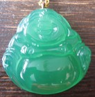 Jade Buddha Anhänger Steingravur intensiv Grün Laughing Buddha Carving Pendant