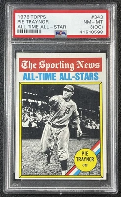 Pie Traynor PSA 8 (OC) 1976 Topps #343 All-Star Pirates 0598 Foto 1 de 2
