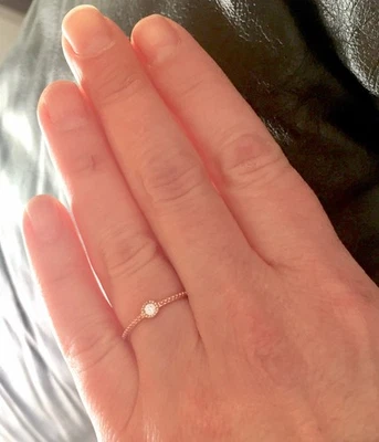 Изящный розового золота покрытием Solitaire CZ стек кольцо вечность свадебное кольцо .925 размер 5 - Изображение 1 из 4