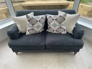 Made.com Blue Velvet 2 Seater Sofa Traditional Style - Picture 1 of 10