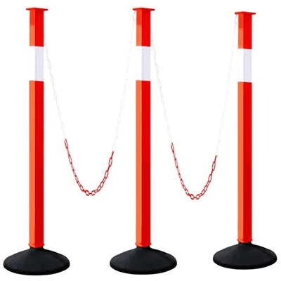 [3 Pack] Adjustable Traffic Delineator Post Cones with Rubber Weighted Base &... - Image 1 of 4