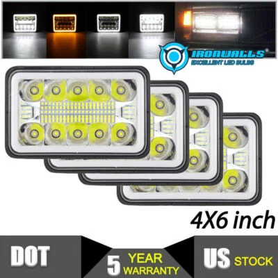 DOT 4X6 LED Headlights Hi-lo Beam DRL For Chevrolet C5500 Kodiak Kenworth US - Image 1 of 4