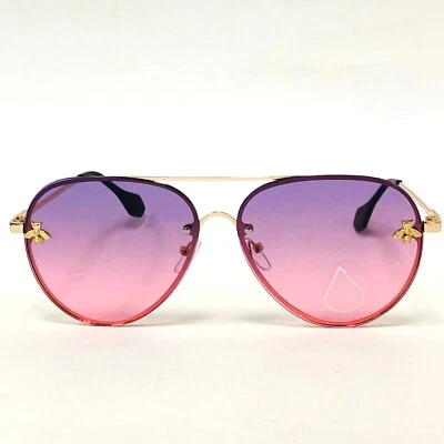 Gafas de sol de aviador púrpura rosa ombre moda gafas de sol redondas hip hop lentejas Foto 1 de 4