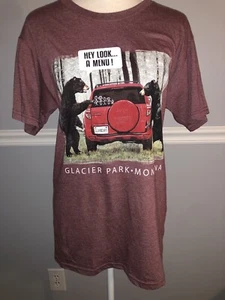 New Willows Huckland Glacier Park Montana T Shirt Size S Graphic Bear Crew Neck - Picture 1 of 8