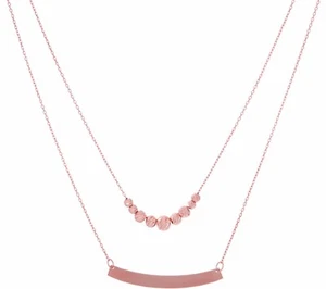 Adjustable Engravable Double Layer Chain Necklace Real 14K Rose Pink Gold QVC - Picture 1 of 3