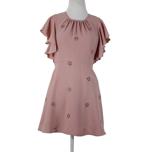 Abito Kate Spade tg 4 rosa ricamato maniche volant foderato 100% poliestere