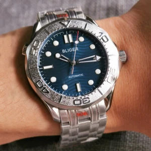 Bliger 41mm Orologio Uomo Automatico Giappone Miyota 8215 NH35A Movimento Quadrante Blu - Foto 1 di 18