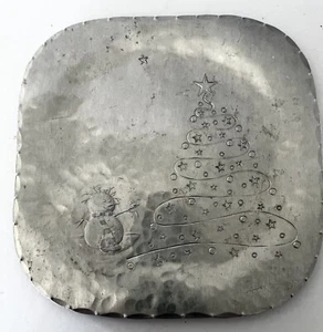 Cornerstone Forge Aluminum Plate 8” Hand Wrought by Dennis Holiday Snowman Tree - Picture 1 of 5