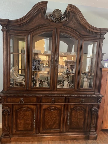china cabinet with glass doors forest designs. beautifully crafted wood w/lights Cover