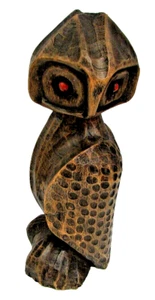 Wood Owl Sculpture Hand Carved Figurine Signed Norman Campbell 1986 Modern Art - Picture 1 of 8