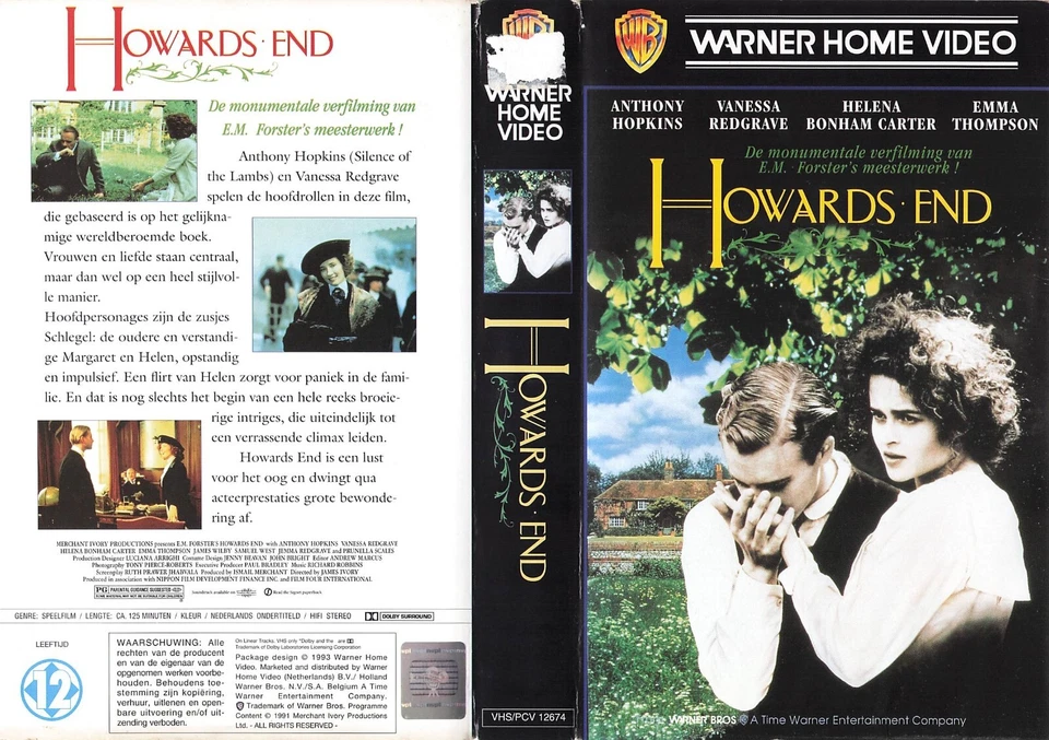 HOWARD'S END (2) / DUTCH VIDEO SLEEVE/ WARNER VIDEO LABEL Foto 1 de 1