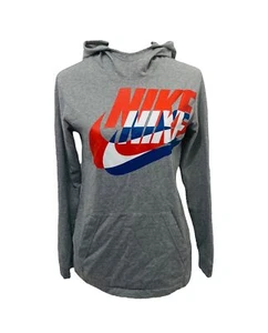 Girl's XL Shirt Nike Grey Big Logo Hooded Long Sleeve Mock Neck - Picture 1 of 6