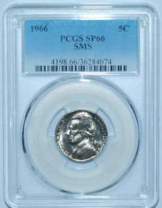 1966 PCGS SMS MS66 SP66 Jefferson Nickel - Picture 1 of 2
