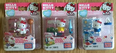 3x New Mega Bloks Hello Kitty Pastry Chef Rainy Day & Sailor Figures (2010) - Image 1 of 4