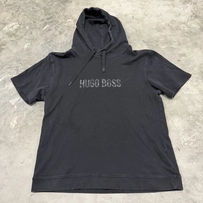 BOSS Hugo Boss Camisa Para Hombres Pequeña Negra Moda Camiseta Capucha Algodón Pullover Foto 1 de 4