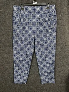 J. Crew Womens Size 8 Blue Tile Medallion Style C0877 Drapey Dress Pants - Picture 1 of 11