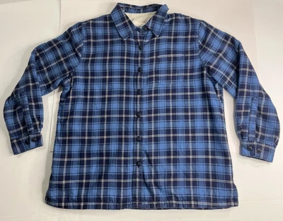LL Bean Mens Traditional Fit Fleece Lined Flannel Shirt Shacket Thick Button Med - Image 1 of 4