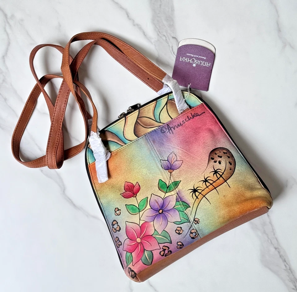 Anuschka Anna Zip Top Double Handle Large Tote-marigold Denim 8066-mrg-d