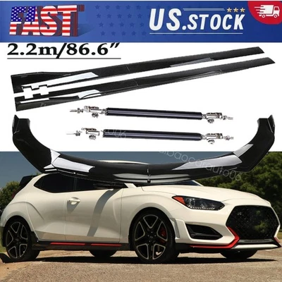 Black Front Bumper Lip Spoiler Splitter Body Kit For Hyundai Santa Fe Veloster Foto 1 de 4