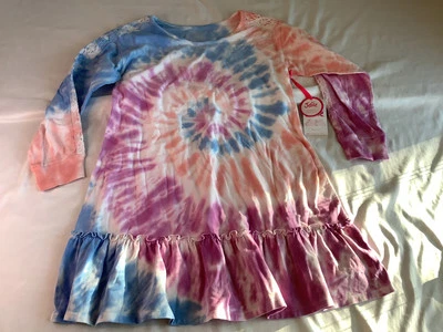 Nuevo Vestido Justice Fash Borde de Encaje Niñas Tinte Lateral M 10 Rosa Aqua Amarillo Caja E Foto 1 de 4