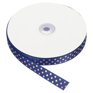 Grosgrain Ribbons 75 Yards 5/8 Inch Dark Blue with Dots Ribbon Bow - Imagen 1 de 6