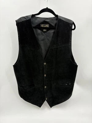 Chaleco Scully para hombre XL cuero negro gamuza bolsillos occidentales Foto 1 de 4