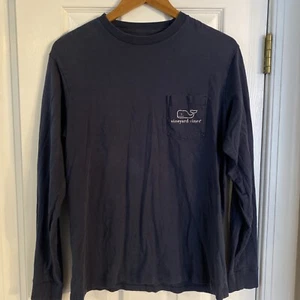 Vineyard Vines Men's Whale Logo Long Sleeve Cotton Navy Blue T-Shirt - Size S - Picture 1 of 5