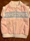 Vintage 90s Girls size 24 months sleeveless pink Spring vest knit collar & hem.
