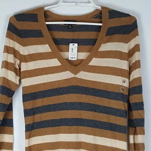 NUEVO The Limited Talla XS Suéter Mujer Marrón A Rayas Esquina Profunda En Granada Camisa Ligera - Imagen 1 de 7