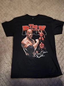 WWE The Rock Black T Shirt Dwayne Johnson Mens Medium - Picture 1 of 2