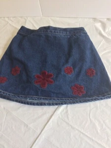 baby gap 18-24 months girl skirt color blue denim whit flowers designs good cond - Picture 1 of 12