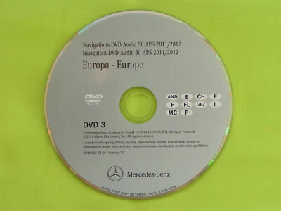 DVD NAVIGATION MERCEDES BENZ AUDIO 50 APS SCHWEIZ FRANCE 2012 A B E M R NTG 2.5 - Bild 1 von 2