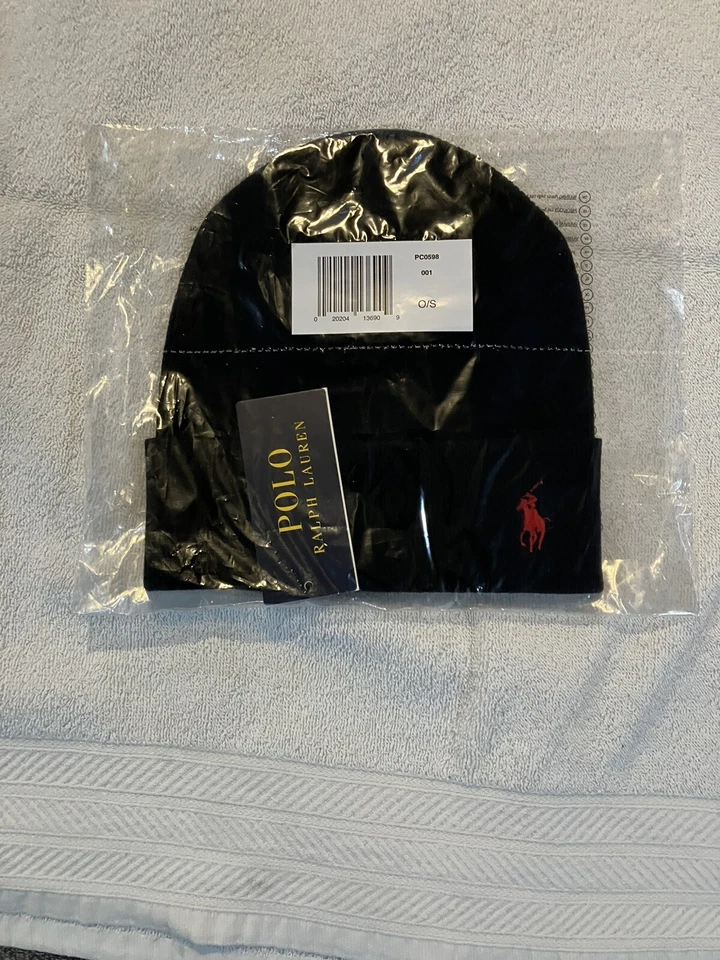 Polo Ralph Lauren tejido acanalado algodón gorro/polo negro Foto 1 de 1