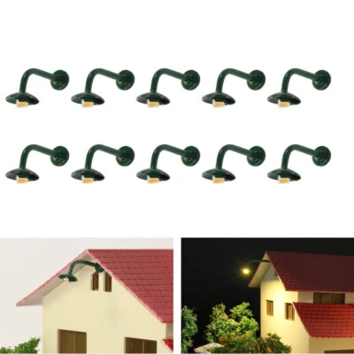 US LED Model Hanging Lamp 1:87 Outdoor Wall Goose Neck Light HO Scale Warm 10Pcs - Image 1 of 4