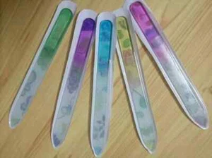 Paquete de 5 limas de uñas de vidrio con estuche, limas de uñas de cristal, dedo de doble cara - Imagen 1 de 2