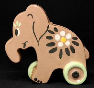 Jarrón jardinero elefante juguete cerámica esmaltada pintado a mano único de colección, 6 1/2" usado en excelente estado - Imagen 1 de 12