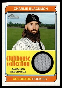 2023 Topps Heritage High Number CHARLIE BLACKMON COLECCIÓN CASA CLUB RELIQUIA B - Imagen 1 de 2