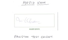 Majid Jahangir Khan - Pakistan Test Cricketer - Hand Signed Piece Laid Onto Card