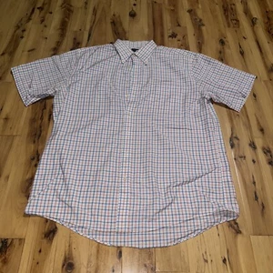 Stafford Travel Wrinkle Free Oxford Regular Fit 17 SS Blue Pink Check Pocket - Picture 1 of 3