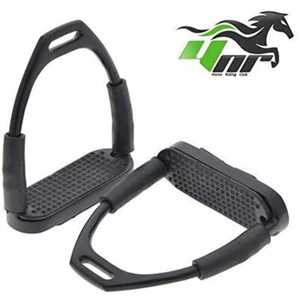 England Stirrups Iron Steel Flexible Safety Horse Riding Equestrian Treads Black - Picture 1 of 2