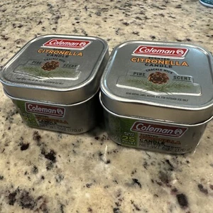 Two Coleman Pine Scented Citronella Candles with Wooden Crackle Wick - 6 oz Tin - Picture 1 of 5