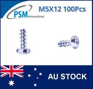 PLASTIC THREADING SCREW M5X12 PAN POZI STEEL ZINC PLATED WN1412KB50X12Z X100 - Picture 1 of 5