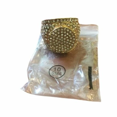 Alianza de boda para mujer talla 10 anillo de zafiro blanco relleno oro amarillo 10k Foto 1 de 4