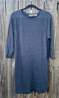 Vestido Michael Stars Feminino Pequeno Azul Marinho Malha Manga 3/4 Minimalista Aconchegante Confortável - Imagem 1 de 4