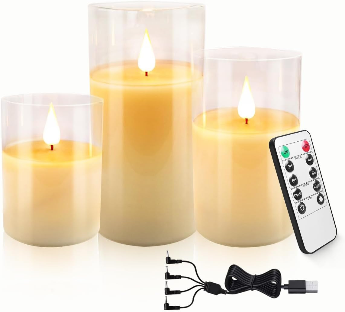 6 Candele LED Ricaricabili In Vetro Dorato - Con Timer E Telecomando, Dimmerabili, Senza Fiamma, Per Decorazioni (10/12.5/15cm) - Foto 8