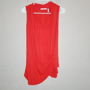 Helmut Lang Tunic Womens Small Stretch Jersey Draped Lined Blouse Orange - Picture 1 of 6