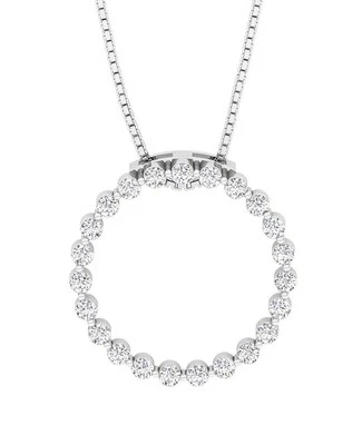 Colar pingente círculo feminino ouro branco 10K diamante cultivado em laboratório VS F 1,00 quilates - Imagem 1 de 4