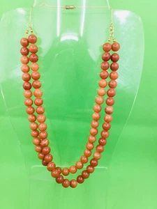 Vintage goldfarbene Doppelstrang Bakelit Perlen Halskette 20" lang - Bild 1 von 4